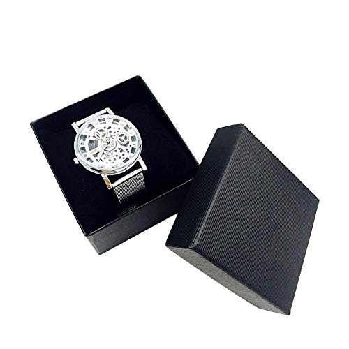 Depruies Aufbewahrungsbox für Armbanduhren, Schmuckkästchen mit Kisseninnen, 1 Raster Schwarz