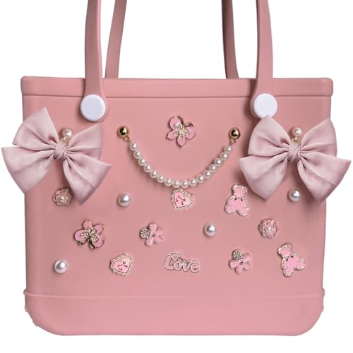 Image of Charms for Bogg Bag,Pearls,Butterfly Flowers and Chain for Bogg Bag Accessories Charms(20 pcs)