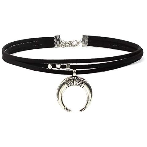 GUUTUUG Necklace for Women, Women Black Moon Crescent Choker Sexy Jewelry Bohemian Rock Handmade Bohe Pendant Jewelry (Black) Cover