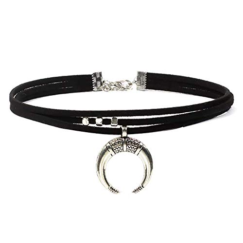 GUUTUUG Collar para Mujer, Mujer, Luna Negra, Luna, Gargantilla, joyería Sexy, Bohemio, Roca, Hecho a Mano, Colgante de Bohe, joyería (Negro) Cover