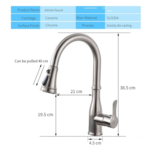 Robinet de cuisine haut de gamme en chrome avec mitigeur arc élevé
