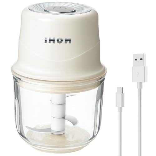 Garlic Chopper, IMC-3001E Electric Mini Chopper With 300 ml Glass Bowl & Triple-layer Blade,...