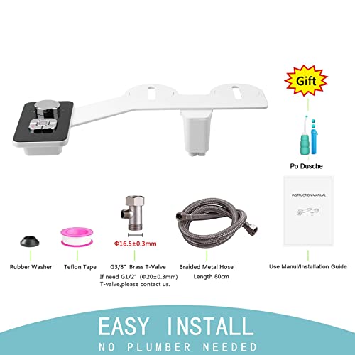 Bidet Einsatz Für Toilette - mit po dusche Nicht Elektrisch Bidet Toilettenaufsatz mit selbstreinigende Doppel Düse Bidet, Front- und Heckreinigung,Einstellbarer Druckschalter