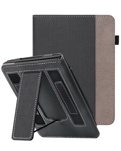 WALNEW 7インチ New Kindle Paperwhite 第12世代(2024年発売) ケース Kindle Colorsoft Signature Editionに適応 カバー PUレザー オートウェイク/スリープ機能 手ホルダー付き スタンド機能 磁気吸着 全面保護 耐衝撃 擦り傷防止 キンドル ペーパーホワイト シグニチャーエディション (ブラック)の画像