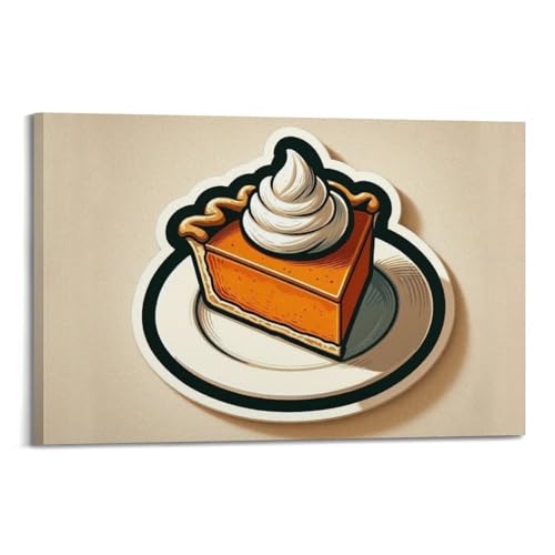 Poster tarte citrouille rétro 20x30cm - Décoration murale moderne avec cadre pour cuisine