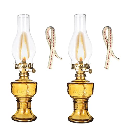 TiStm Lampada a petrolio Lampada a petrolio con camera di lanterna con 2/4 stoppini for uso interno Lampada a cherosene da 13 pollici con tavolo in vetro uragano Lampada a uragano trasparente Lanterna