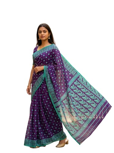 Image of WoodenTant Women's Cotton Silk Saree Without Blouse Piece