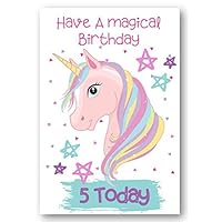 Second Ave Age 5 Children's Kids Magical Unicorn 5th Birthday Card Greetings Card