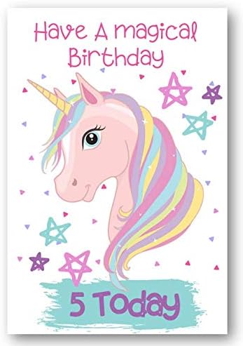 Second Ave Age 5 Children's Kids Magical Unicorn 5th Birthday Card Greetings Card