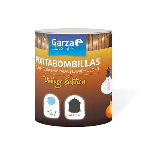 Garza - Portabombillas Vintage Black Pearl, cable textil ajustable, casquillo E27