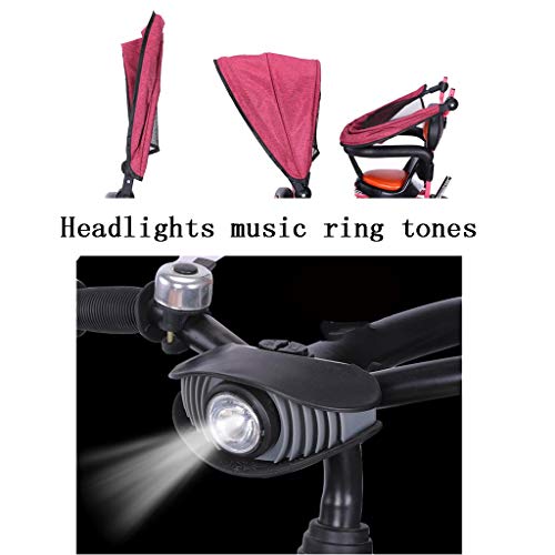 Tricycle Kids Trike, 3 Wheel Baby Childrens Pedal Guided Toddler With Push Chair Handle Removable Canopy Reversible Seat 8 Months - 6 Years Old (Color : White) #TOP4