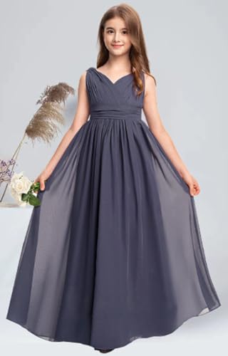 Junior Girls Bridesmaid Dress Flower Girl Wedding Party Dresses for Teen Chiffon PT0102
