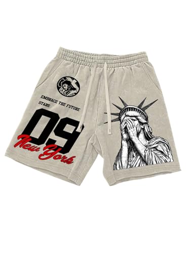 GORGLITTER Men's Letter Graphic Y2K Track Basketball Drawstrin Shorts