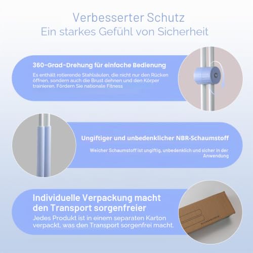 Yoga Stange Haltungskorrektur,Anti-Buckel Yoga Stick,Gymnastikstab mit Edelstahlkern Schaumstoff,Yoga Kreuzstab für Rücken Nacken,Für Hause Ganzkörpertraining,Fitnessstudio,Stretch,Sculpt (Blau)