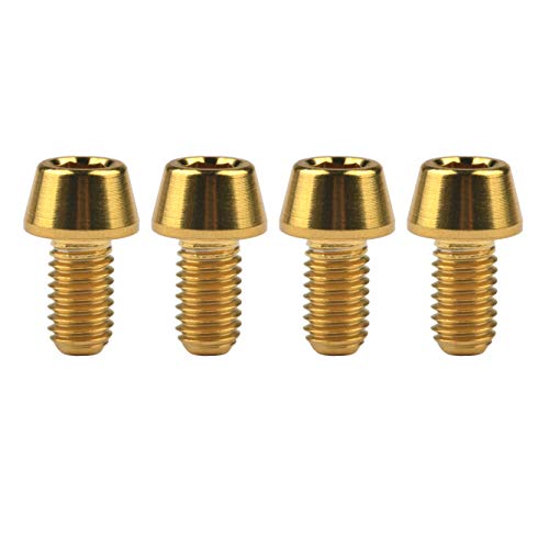 Image of Titanium Ti Bolt M5x9 16 18 20 25 30 35 40 45 50 55 60mm Tapered Head Screws Pack of 4 (M5x9mm, Gold)