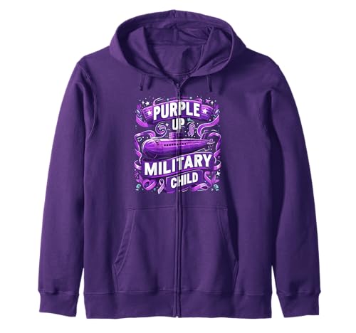 Purple Up For Military Child Adults Kids Women Men Submarine Felpa con Cappuccio