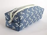  Federmäppchen Federtasche Anker Stiftetasche Etui Mäppchen Schlamper aus robusten Canvas in Maritimen Stil Handmade