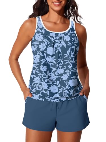 Image of Summer Mae Blouson Women's Tankini Swimsuits Tummy Control Modest 2026 Two Piece with Sporty Pockets Bathing Suits