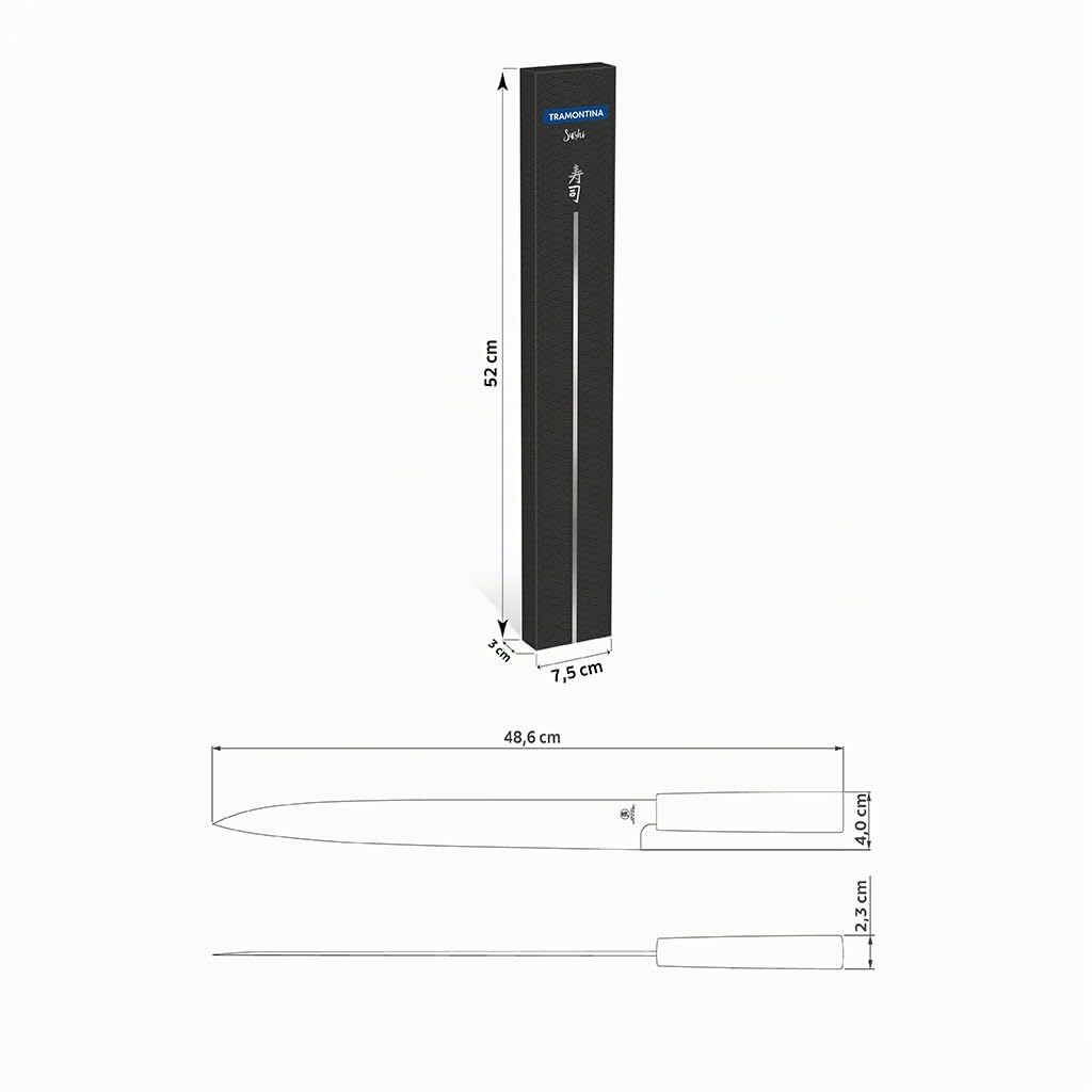 Tramontina Cuchillo Yanagiba Sushi Acero Inoxidable 33 cm | Ideal para preparar sushi, sashimi y cortes precisos de pescado
