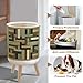 JBNJANKDAV Small Trash Can with Lid Abstract aida Cloth Created from Gold Green Taupe Dark Brown 1.8 Gallon/7L Garbage Can Waste Bin with Press Top Lid Legs Waste Basket for Bathroom Kitchen Bedroom
