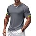 Men's Short Sleeve T-Shirt Summer Crewneck Moisture-Wicking Shirts Athletic Running Gym Workout Tops Gray Large