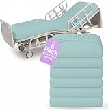 BLISSFORD - 6 Pack Fitted Hospital Bed Sheets with Elastic All Around for a Perfect Fit - Cotton Rich Soft Knitted Jersey Sheet, 36” x 84” x 12” - Blue