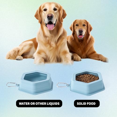Faltbare Hundenäpfe aus Silikon für Reisen Haustier napf Anti-Überlauf Hundnapf, Hundenäpfe Faltbare Integrierter Reisenapf Silikon Wassernapf für Hunde Haustier Reisezubehör (blau)
