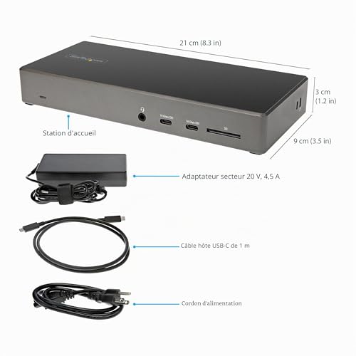 StarTech.com Dock USB C Station d'accueil USB Type C Triple Écrans 4K Alimentation DP 1.4 Alt Mode & DSC 2x DisplayPort 1.4HDMI 2.0 6xUSB 2x 10Gbps WindowsChrome Neuf - vue 8