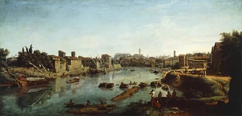 Cuadro de lienzo de Gaspar Van Wittel Veduta del Tevere 60x90cm para salon