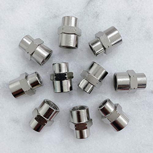 MacCan Pneumatic JNG-N1-N2 Reducing Coupling 1/8" x 1/4" NPT Female Pipe Nickel Plated Brass Pipe Fitting (Pack of 10)