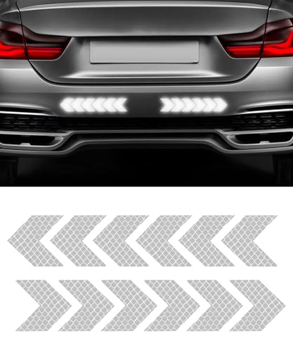 Flaconi 2PCS Adesivi riflettenti Per Auto,Adesivo di Avvertimento Riflettente di Sicurezza Dell'auto,Adesivi di Avvertimento per Auto Riflettenti,Universale per Auto Bici Rimorchio Moto(Bianco)