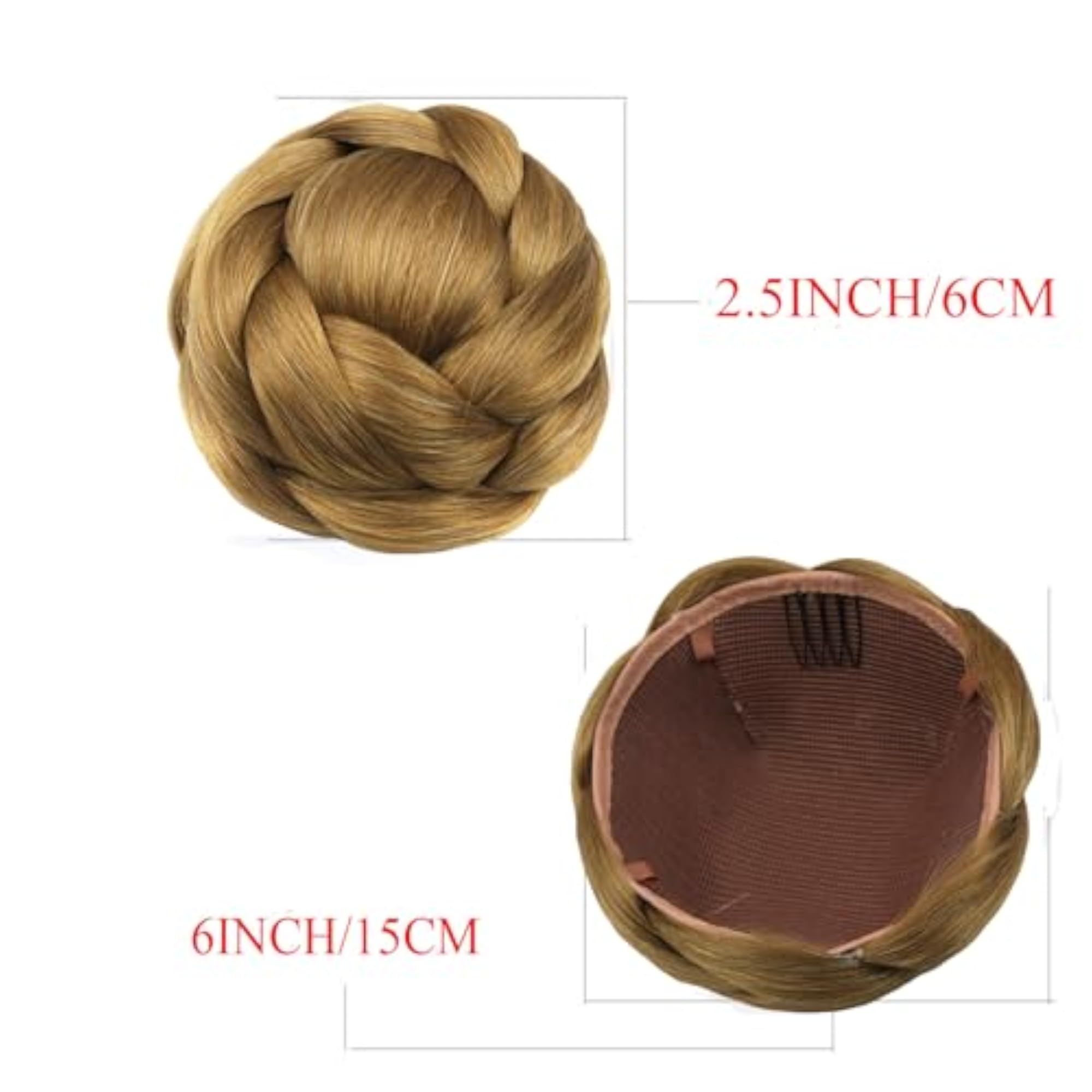 Braided Hair Bun Chignon Hairpiece, Large Size