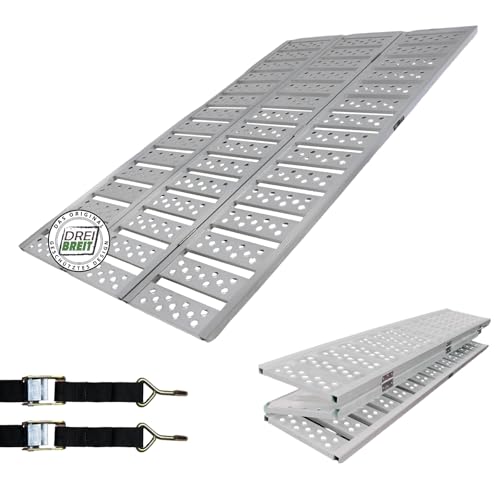 DREIBREIT by TRUTZHOLM 2-Fach Auffahrrampe klappbar 215 cm Tragkraft 1020 kg Alu gelocht gerillt grau Verladerampe Rampe
