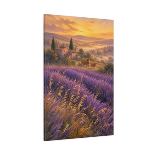Tableau lavande provence haut de gamme avec châssis épais 3cm style impressionniste
