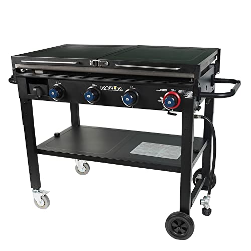 image for Razor Griddle 37 Inch Outdoor Steel 4 Burner Propane Gas Grill Griddle