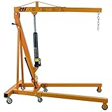 MOTORHEAD 2-Ton (4,000 lbs) Heavy-Duty Folding Hydraulic Motor Engine Hoist Crane Jack, Cherry...