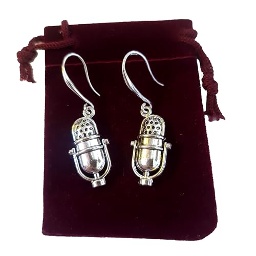 7Dots Art. Retro Microphone Earrings – Music & Podcast-Inspired Style with Hypoallergenic 925...