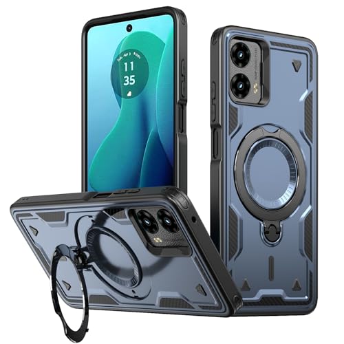 Coque Moto G 5G 2024 antichoc avec anneau compatible MagSafe bleu