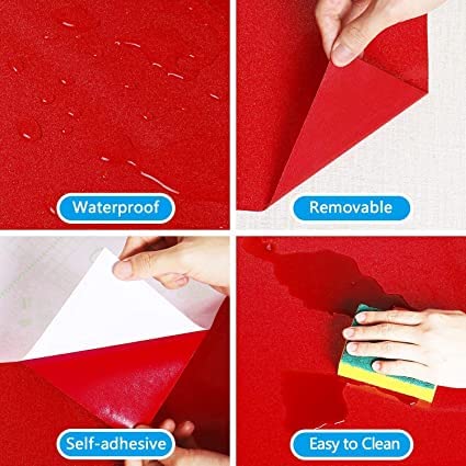 Image of WALLMATE Red Peel and Stick Wallpaper Self-Adhesive Removable Wallpaper Thicken Waterproof Wallpaper for Kitchen Countertop Cabinet (2 Feet by 10 Feet, Glitter Red Wallpaper)