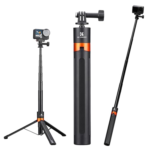Image of K&F CONCEPT 142cm /55.9 inch Telescopic Selfie Stick Tripod for Action Camera | 2-in-1 Portable Stand Handle Stick Pole For GoPro Hero 13 /12 /11 /10 /9 /8, DJI Osmo Action 6 /Osmo Action 5 Pro /4 /3 Accessories