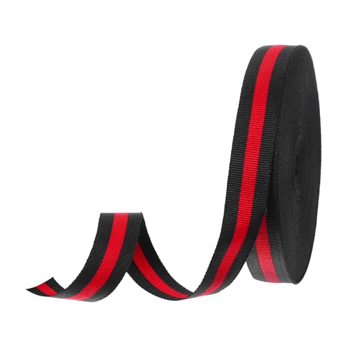 Image of PATIKIL 6/8" Black Red Striped Grosgrain Ribbon, 25 Yard Polyester Fabric Stripe Craft Ribbon Double Faced Design for Bow Gift Wrapping DIY Making Garment Christmas Decorations
