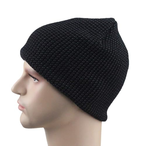 Reflective Beanie Winter Hat Men Women Reflective Hat Night Running Walking Winter Knit Black Beanie Hats