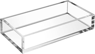 HIIMIEI 8mm Thick Crystal Clear Acrylic Napkin Holder Tray - Guest Towel Holder for Kitchen, Bathroom, Office, Party