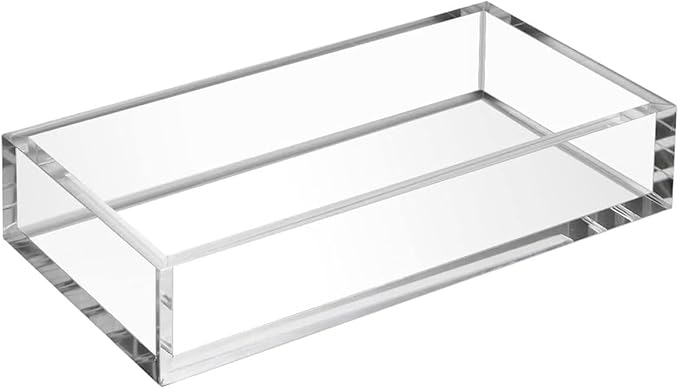 HIIMIEI Acrylic Napkin Holder Tray,8mm Thick Acrylic Guest Towel Holder 8.5x4 inches, Crystal Clear Table Cocktail Napkin Holder for Bathroom,Restaurant,Office,Commercial,Kitchen,Party