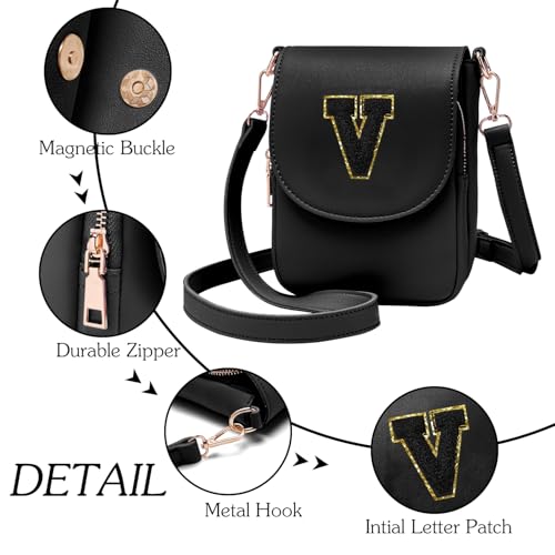 Image of Viverte Crossbody Purse for Teen Girls Small Initial Cell Phone Toddler Purse Leather Triple Compartment Crossbody Bags