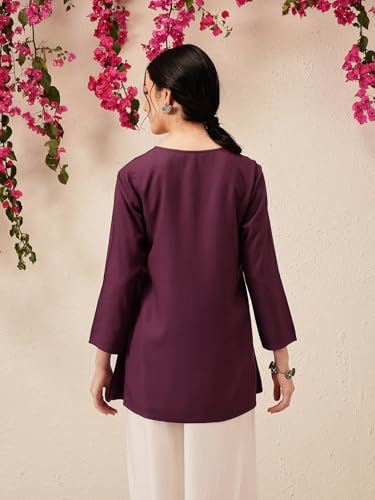 Image of QAZMI Women's Fiza Kashmiri A-Line Short Kurti