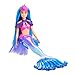 Produktbild Barbie Mermaid Power, Puppe Meerjungfrau, Puppe mit blauen und lila Haaren, Meerjungfrauenschwanz mit austauschbaren Flossen, Zubehör, Geschenke für Kinder ab 3 Jahren,HHG52