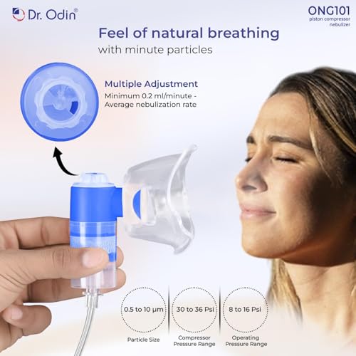 Image of Dr. Odin ONG 101 Smart Portable Nebulizer | Whisper-Quiet Operation | Pediatric to Adult Use | Compact & Efficient Design | Proudly Made in India | Stylish (White & Green)