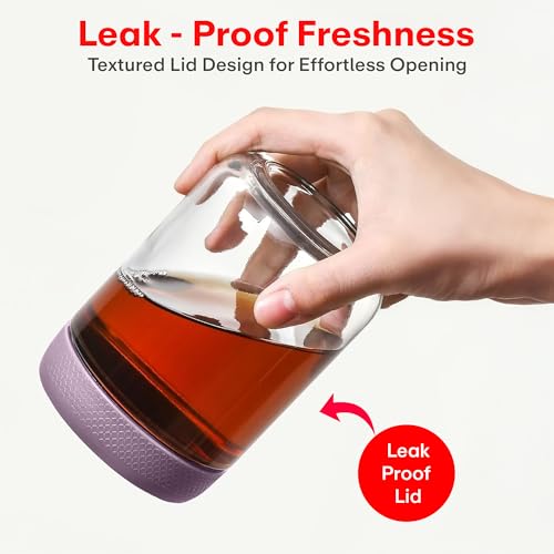 Image of Rioware Storage Glass Jar, Set of 6, 500 ml Each, Transparent, BPA Free, Storage Jar, Kitchen Organizer Modular, Multipurpose Cookies Jar, Purple