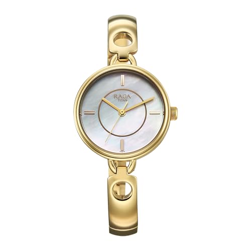 Image of Titan Raga Contempore Quartz White Round Dial Men's Watch | Brass Solid Link Strap Material | Watches for Man | Watches for Men Analog - 2774YM01F